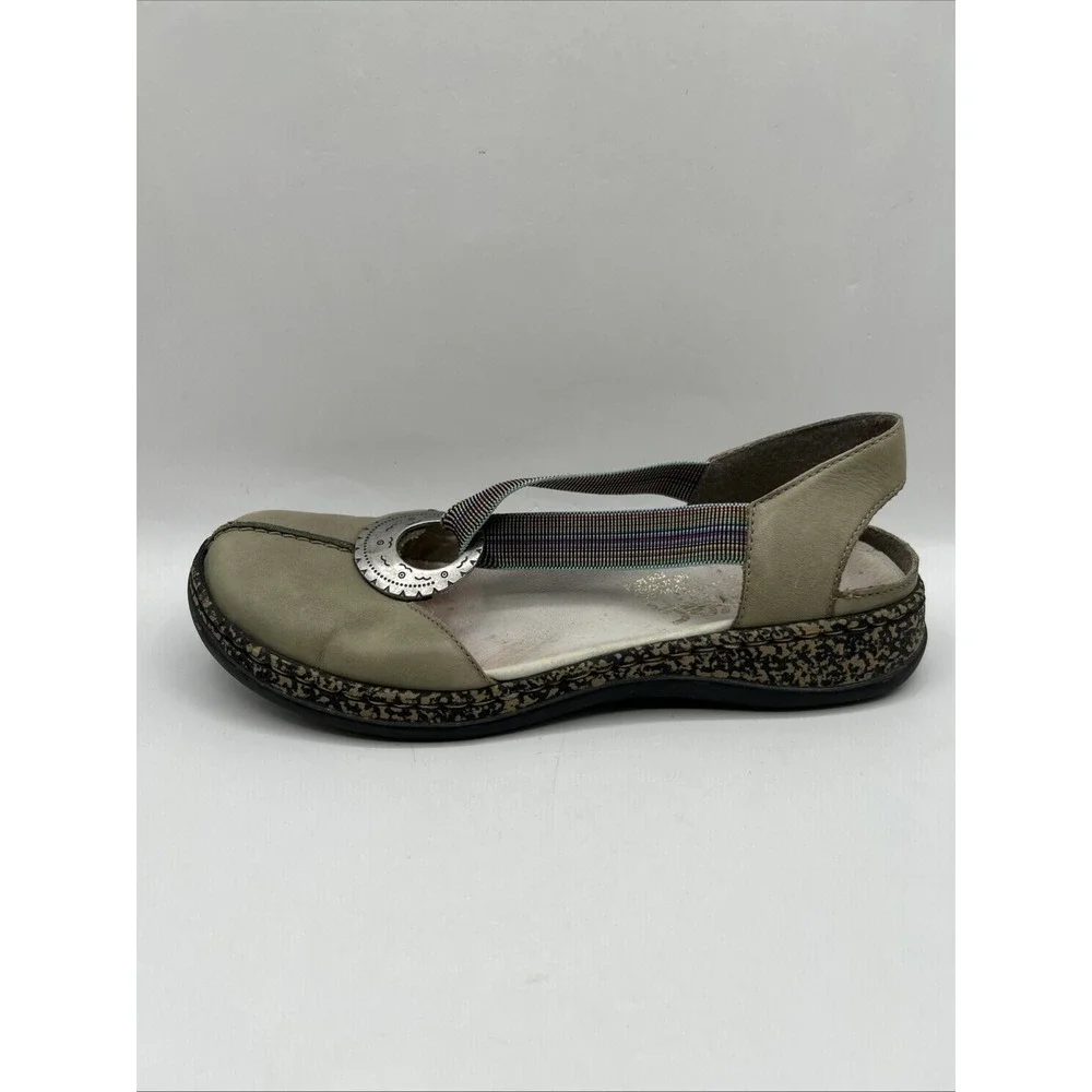 Rieker Anti Stress Women's 37 US 6.5 Daisy Slip On Mary Jane Comfort Shoes Green